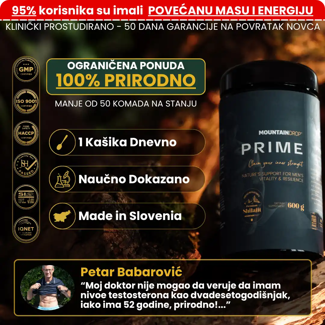 Mountaindrop Prime natural testosterone booster supplement bottle with label, showcasing dietary supplement packaging.